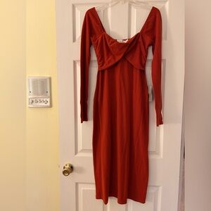 Midi length, form fitting, long sleeve Dress